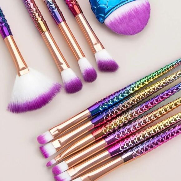 11pc Mermaid Makeup Brushes Set - Picture 4 of 8